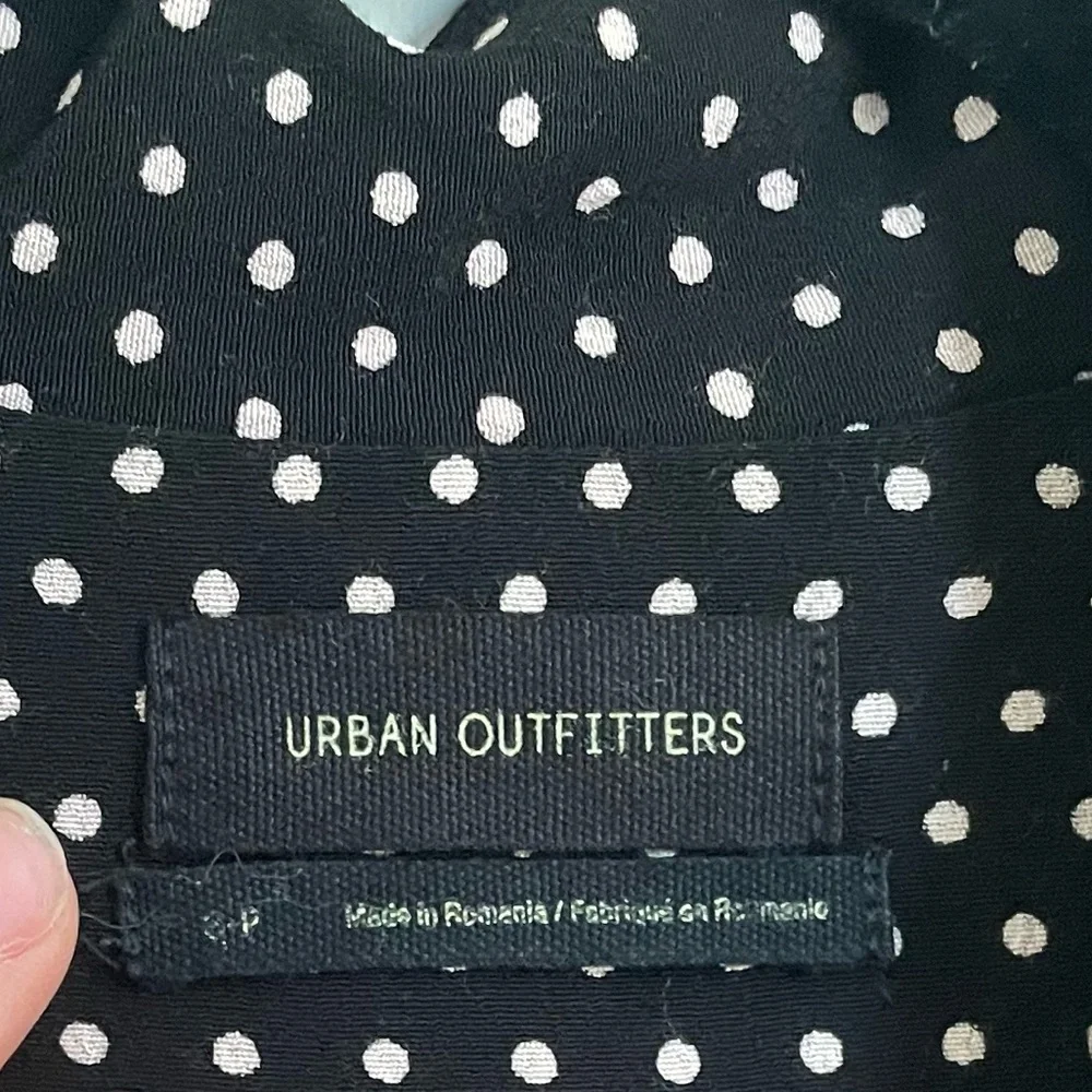 Urban Outfitters Black and White Polka Dot Notched Collar Midi Dress Flowy Cute - Picture 4 of 7